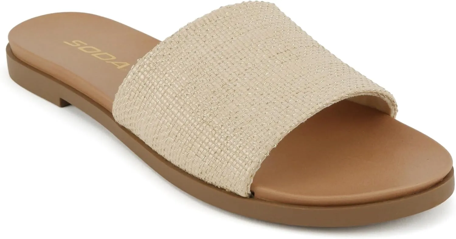 Soda “Board” ~ Women Open Round Toe Single Band Slide Sandal