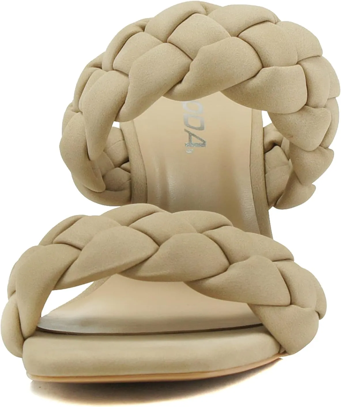 Soda BUGGY ~ Women Double Braided Straps Casual Open Square Toe Fashion Slide Block Heel Sandal