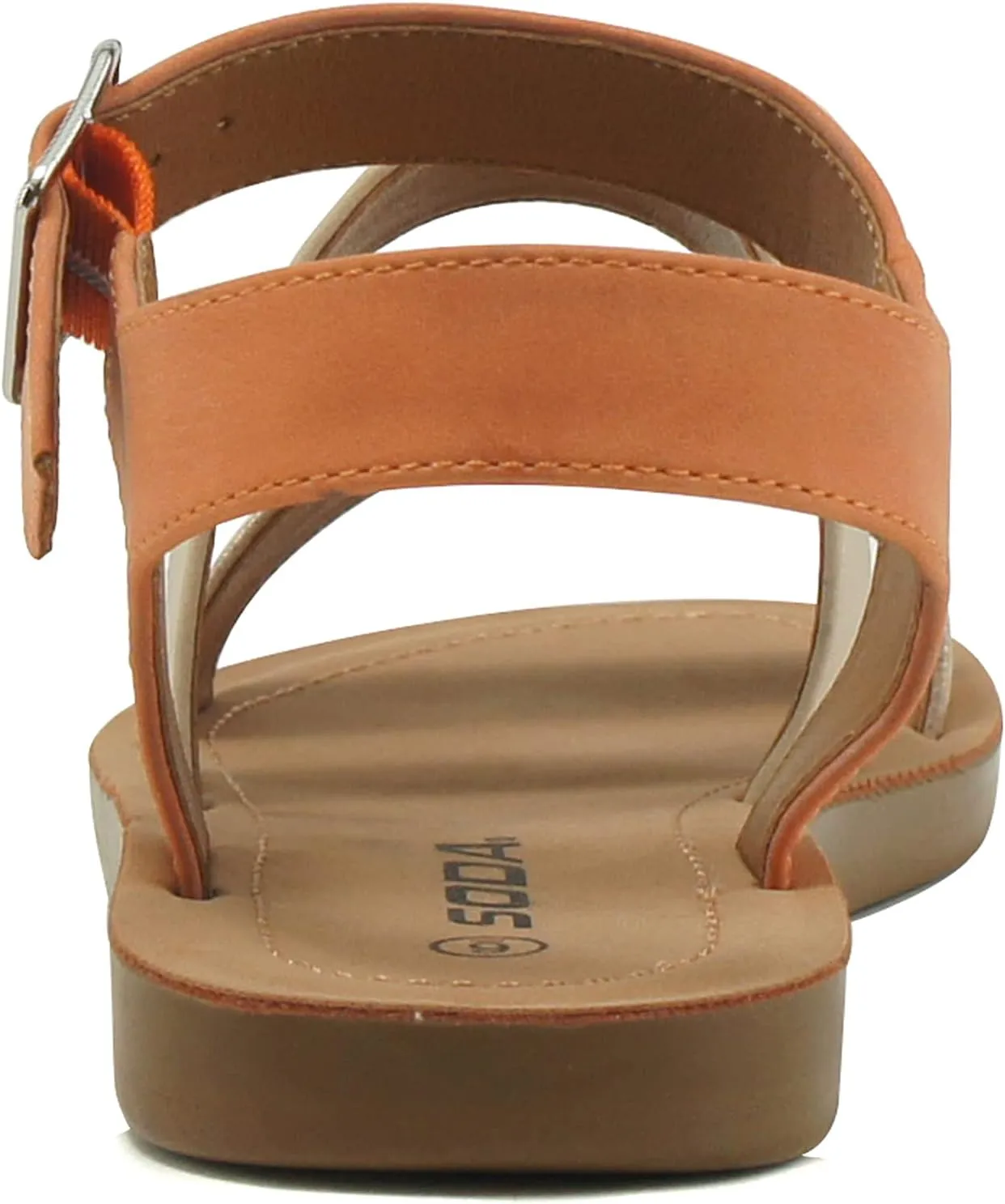 Soda COMING ~ Women Casual Open Toe Two Bands with Ankle Strap Fashion Slide Flat Sandal