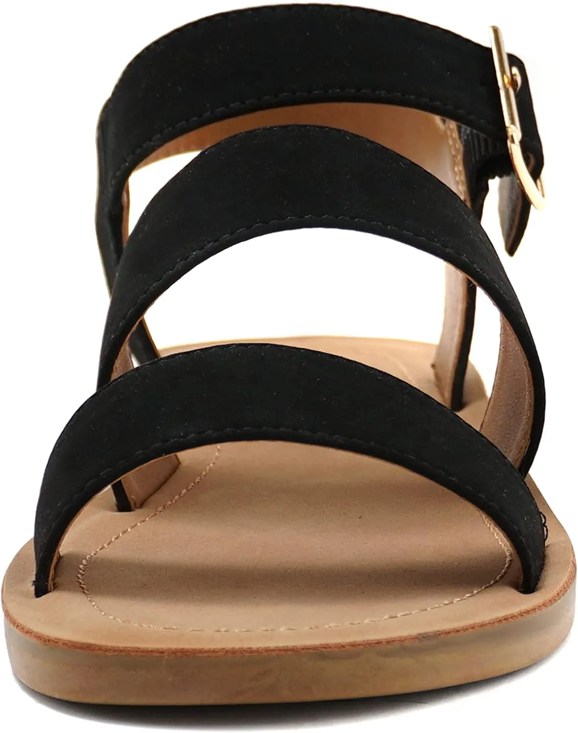 Soda COMING ~ Women Casual Open Toe Two Bands with Ankle Strap Fashion Slide Flat Sandal