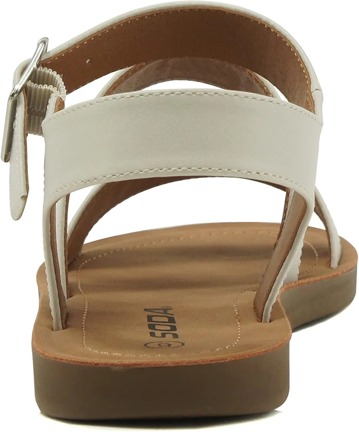 Soda COMING ~ Women Casual Open Toe Two Bands with Ankle Strap Fashion Slide Flat Sandal