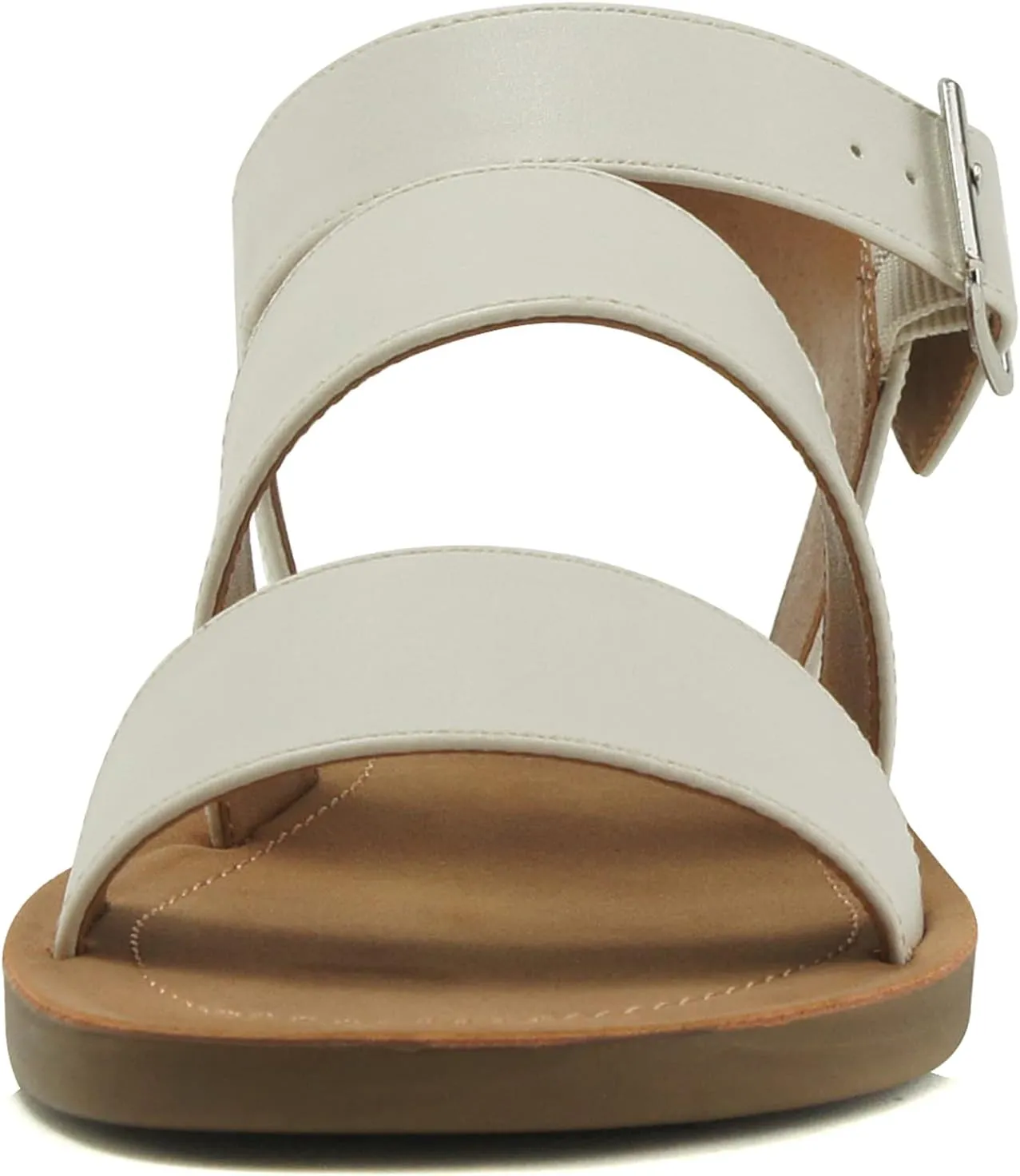 Soda COMING ~ Women Casual Open Toe Two Bands with Ankle Strap Fashion Slide Flat Sandal