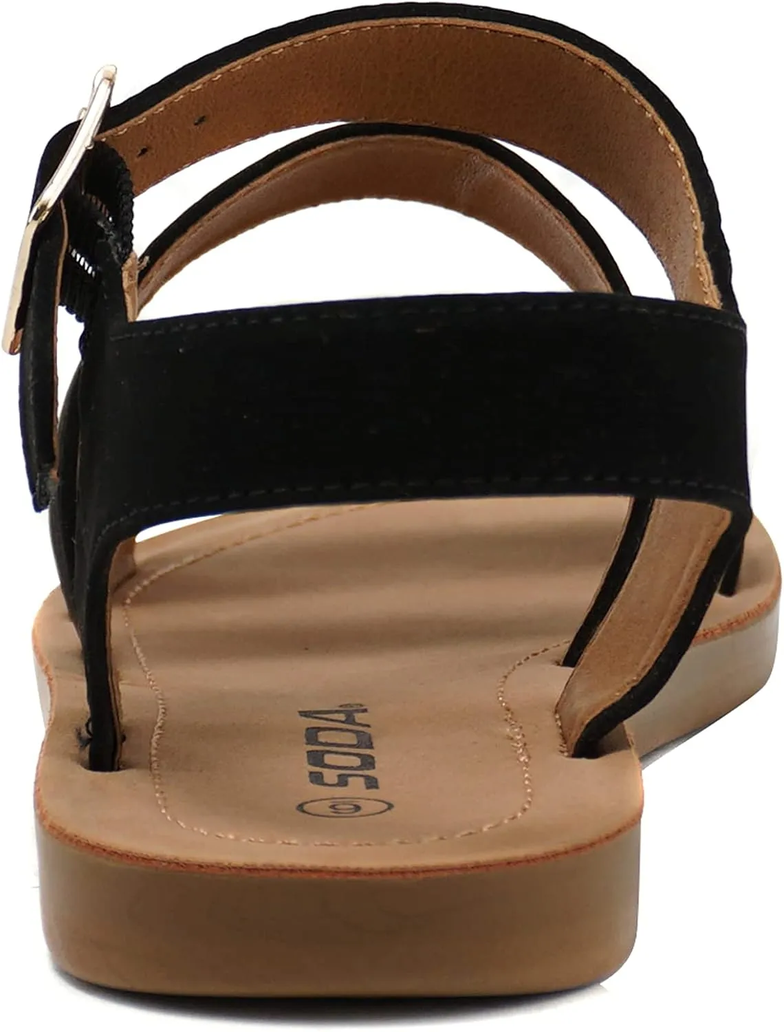Soda COMING ~ Women Casual Open Toe Two Bands with Ankle Strap Fashion Slide Flat Sandal