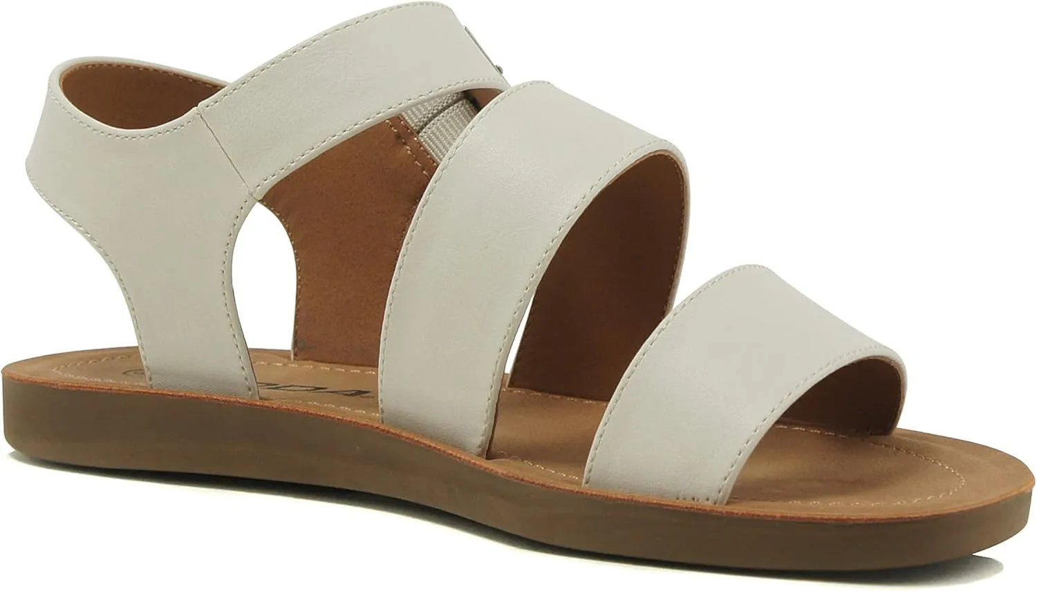 Soda COMING ~ Women Casual Open Toe Two Bands with Ankle Strap Fashion Slide Flat Sandal