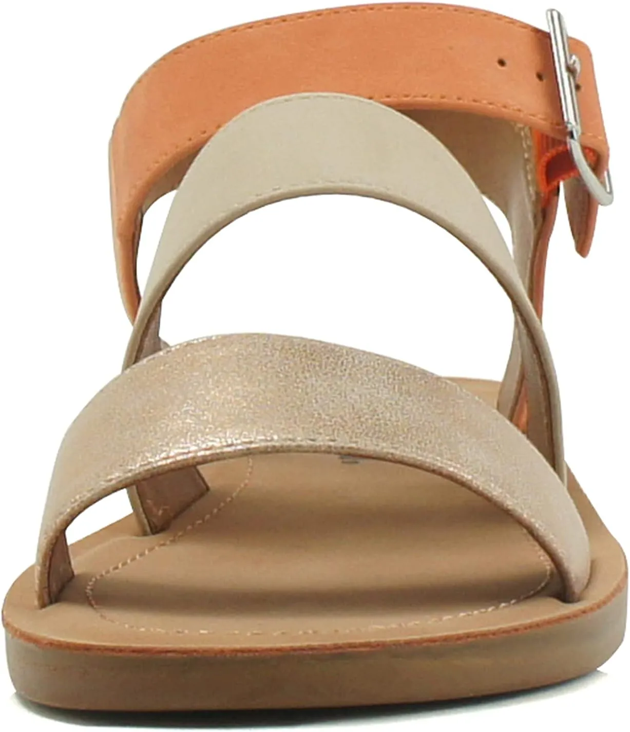 Soda COMING ~ Women Casual Open Toe Two Bands with Ankle Strap Fashion Slide Flat Sandal