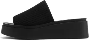 Soda “Farley” ~ Women Open Square Toe Elastic Upper Platform Slide Sandal