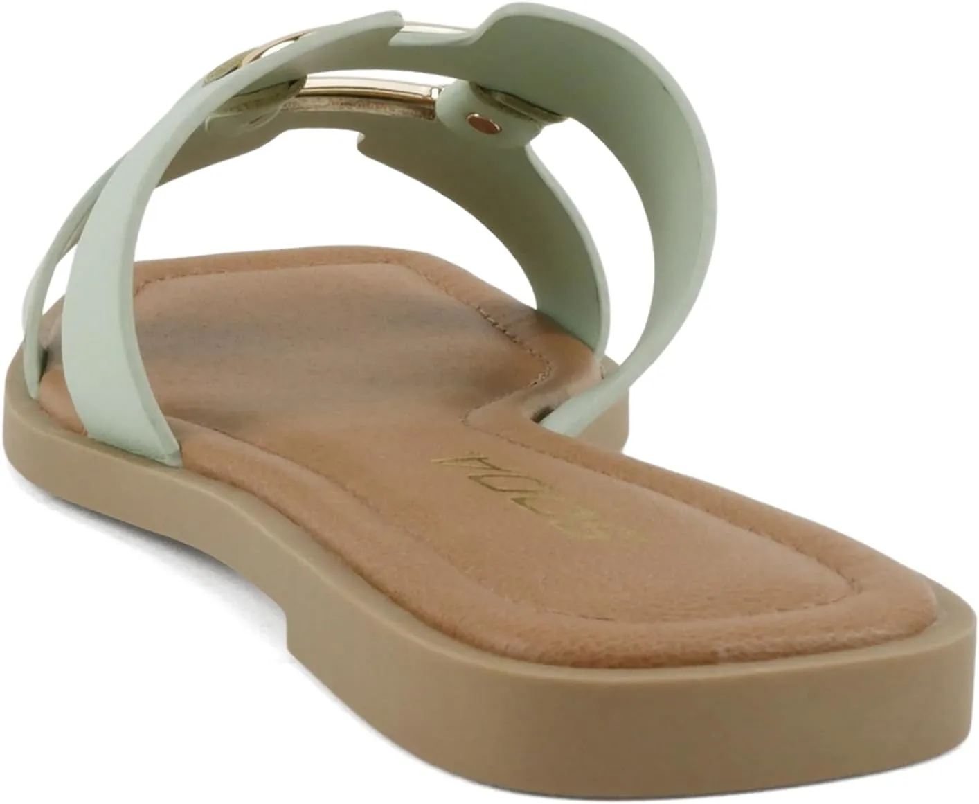 Soda “FENG” ~ Women Square Toe H-Band Slip-On Fashion Slide Sandal with Buckle Detail