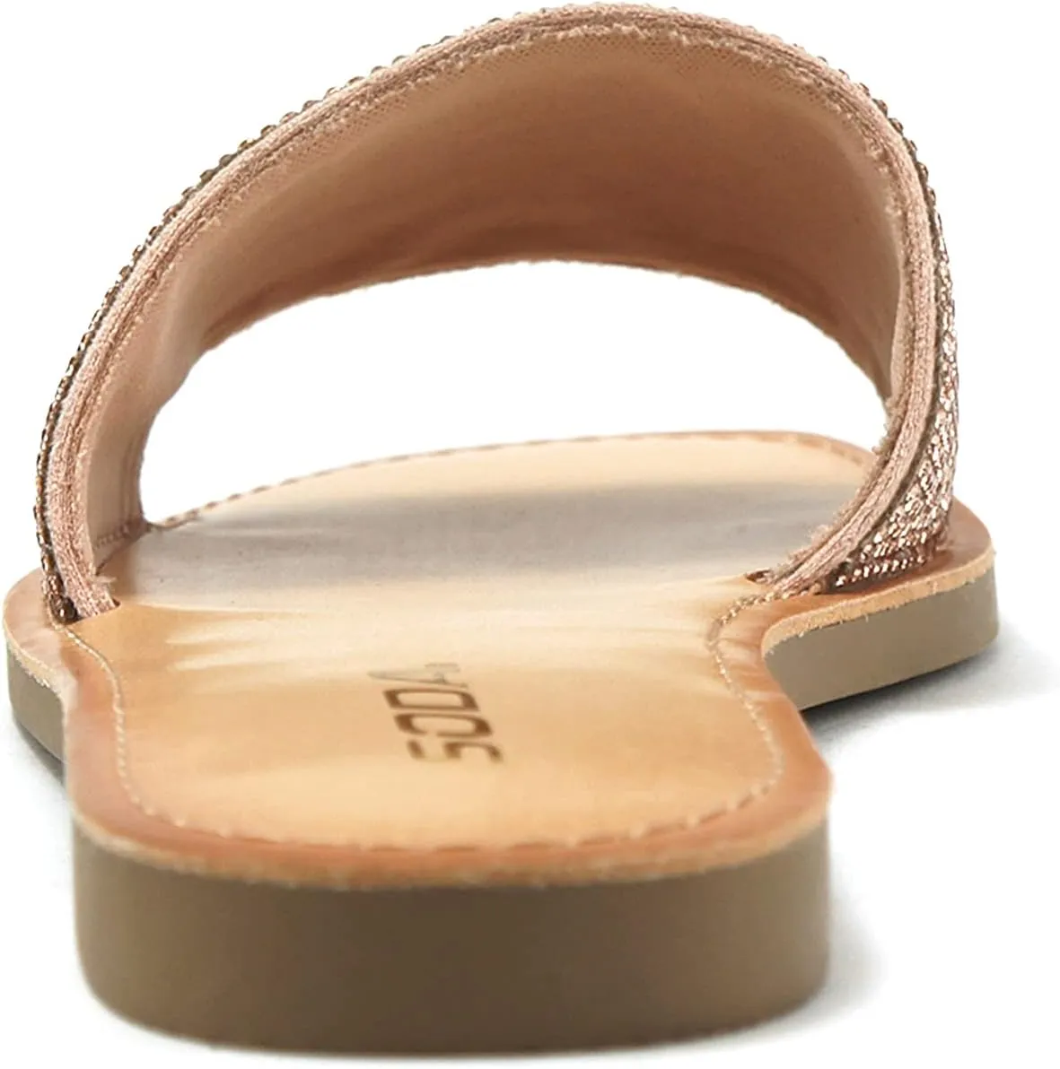 Soda JUSTICE ~ Women Casual Rhinestones Crystal Jewel Comfort Flip Flop Fashion Slide Flat Sandals