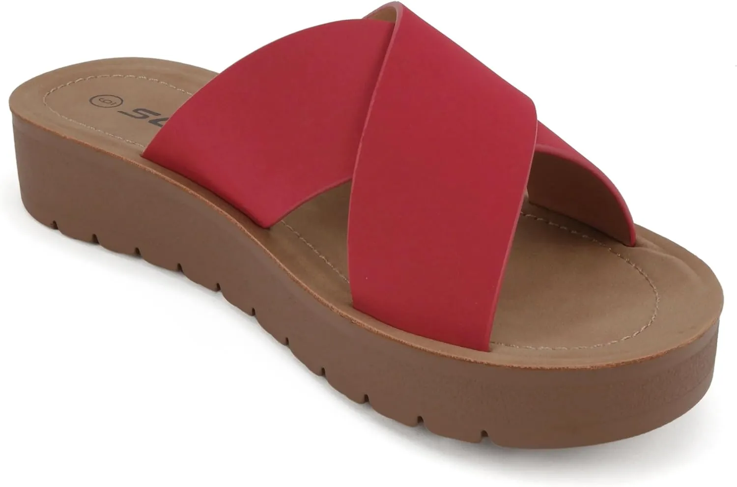 Soda LUCY ~ Women Open Toe Flatform Platform Crisscross Band Upper Fashion Slide Sandals