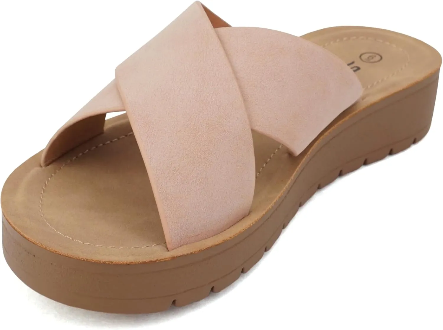 Soda LUCY ~ Women Open Toe Flatform Platform Crisscross Band Upper Fashion Slide Sandals