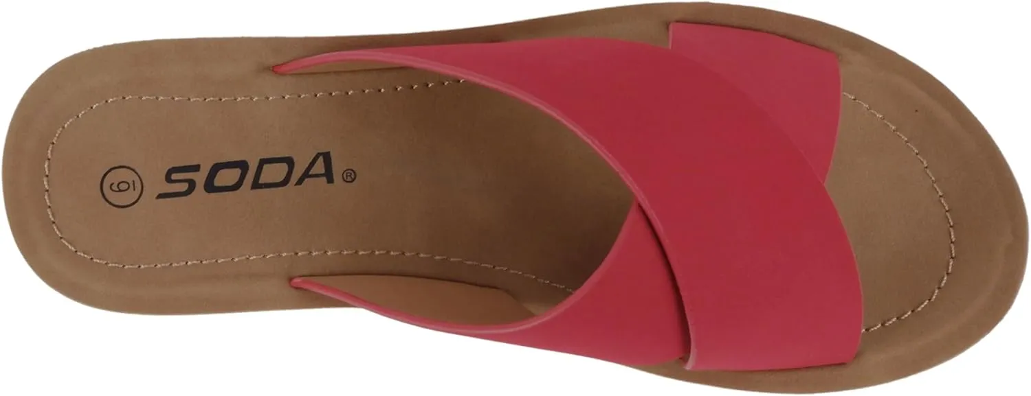 Soda LUCY ~ Women Open Toe Flatform Platform Crisscross Band Upper Fashion Slide Sandals