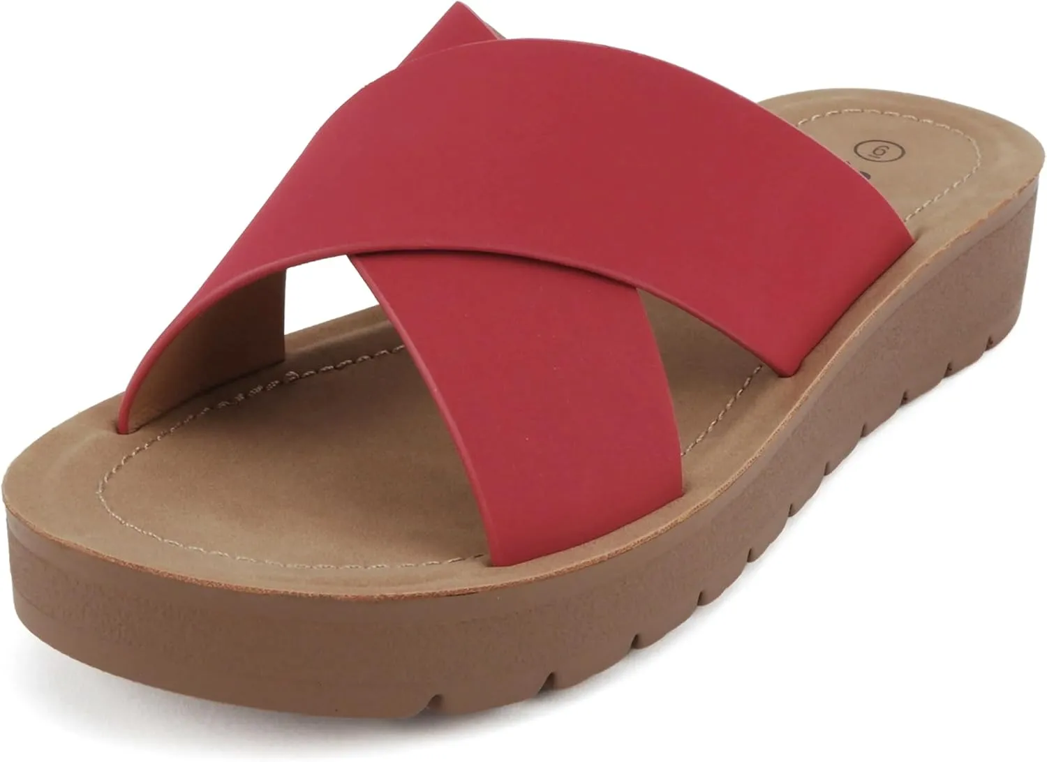 Soda LUCY ~ Women Open Toe Flatform Platform Crisscross Band Upper Fashion Slide Sandals