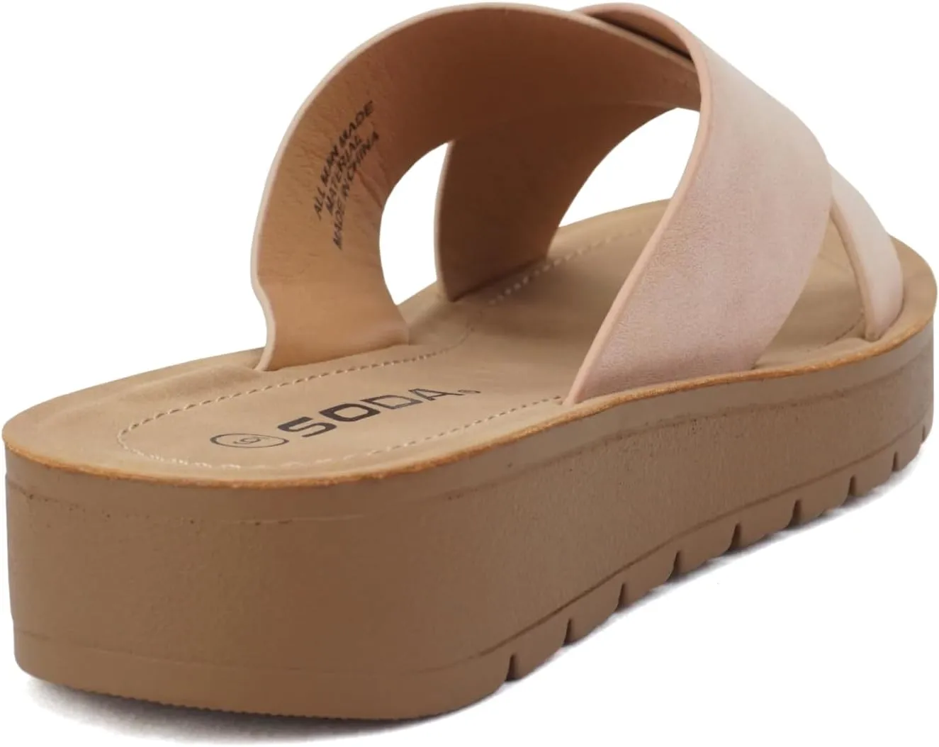 Soda LUCY ~ Women Open Toe Flatform Platform Crisscross Band Upper Fashion Slide Sandals