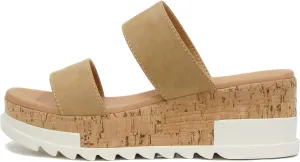 Soda Poppin ~ Slip On Flatform with Inmitation Cork Bottom and Double Straps