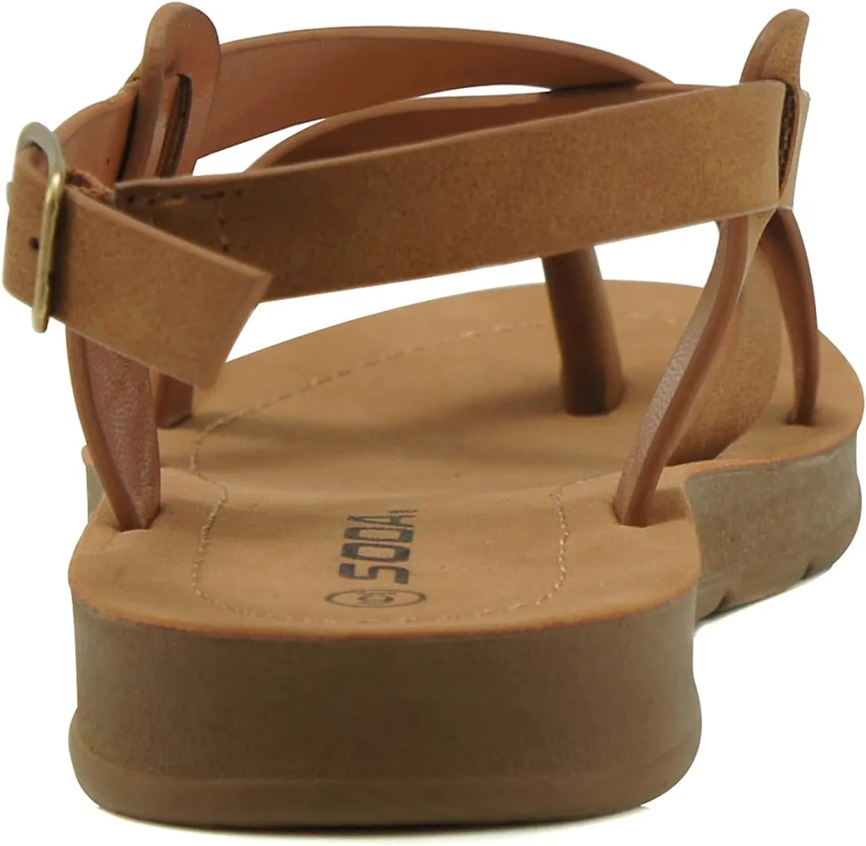 Soda WATCH ~ Women Casual Open Toe Gladiator Crisscross with Sling Back Buckle Fashion Slide Flat Sandal
