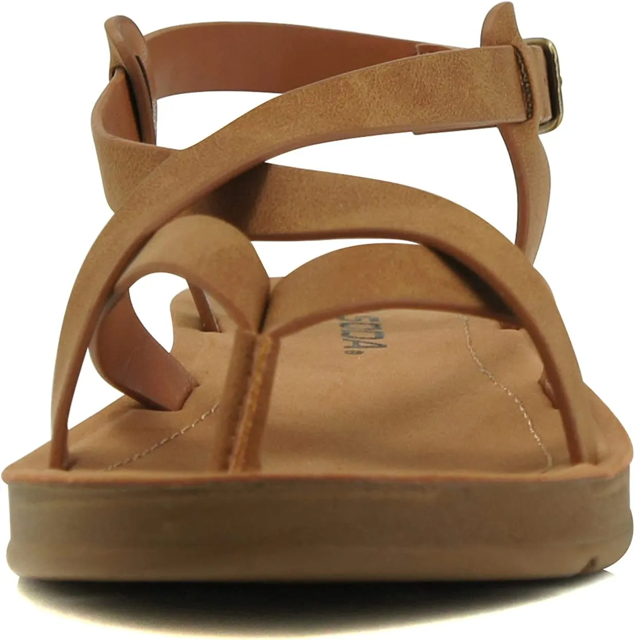 Soda WATCH ~ Women Casual Open Toe Gladiator Crisscross with Sling Back Buckle Fashion Slide Flat Sandal