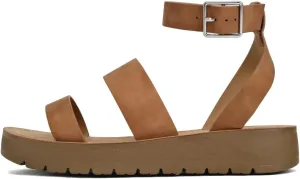 Soda Women Casual Open Toe Two Bands with Ankle Strap Fashion Slide Flat Sandal Dabster-S Tan 8
