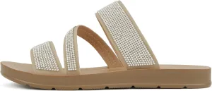 Soda Zeal ~ Women Open Toe Rhinestone Multi Band Slide Sandals