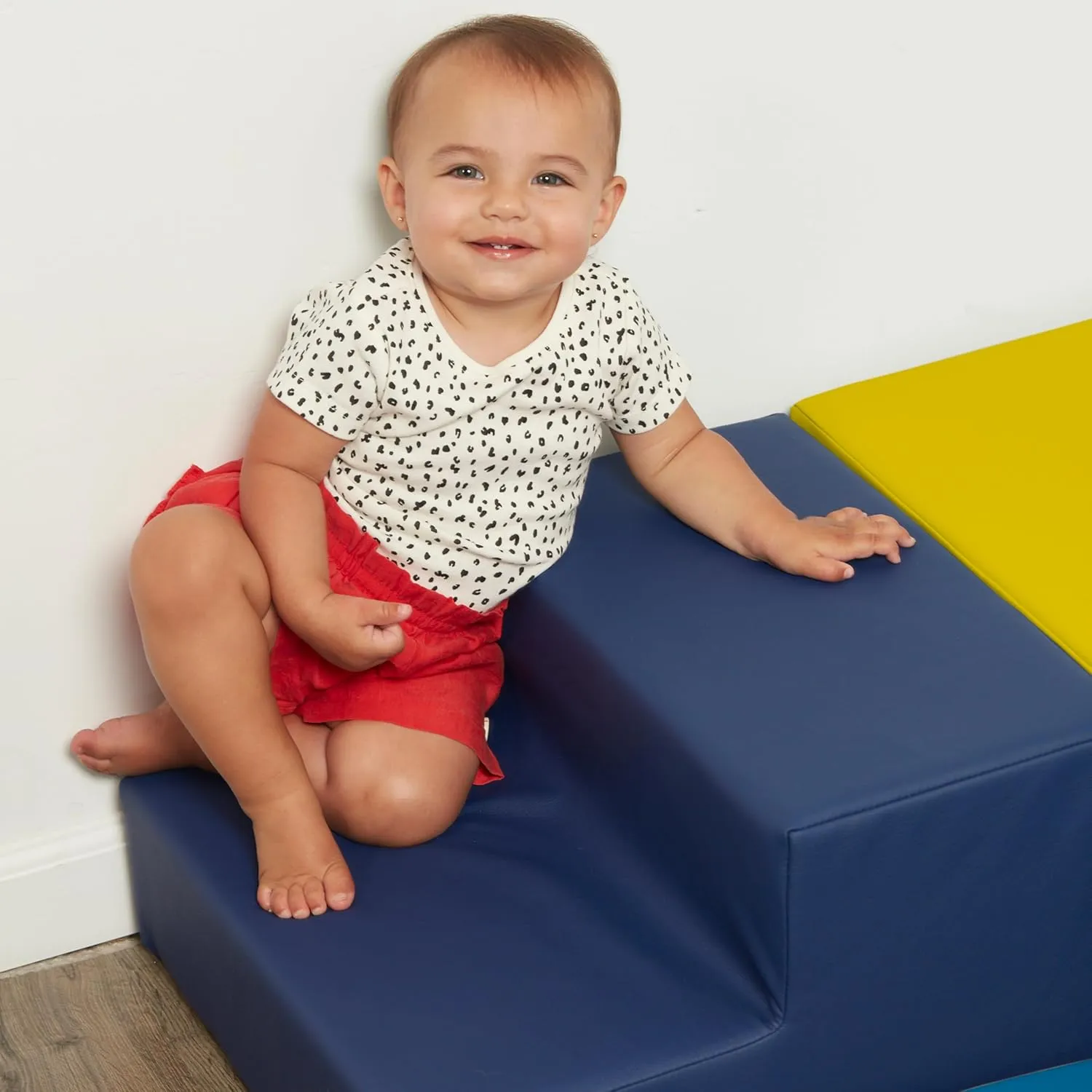 SoftScape Toddler Playtime Corner Climber, Indoor Active Play Structure for Toddlers and Kids, Safe Soft Foam for Crawling and Sliding (4-Piece Set) - Blue/Red, 11619-BLRD