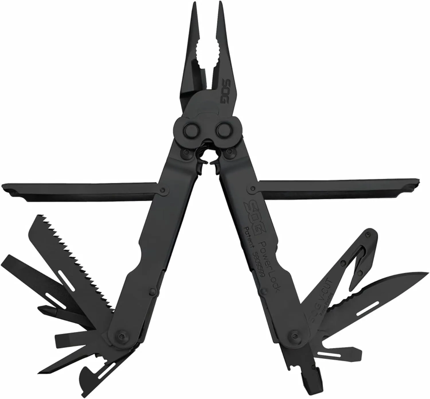 SOG Powerlock V-Cutter- Multi-Tool Pocket Utility Tool Set with 18 Specialty Tools for Heavy-Duty Field Use and Nylon Carrying Pouch (B63N-CP)