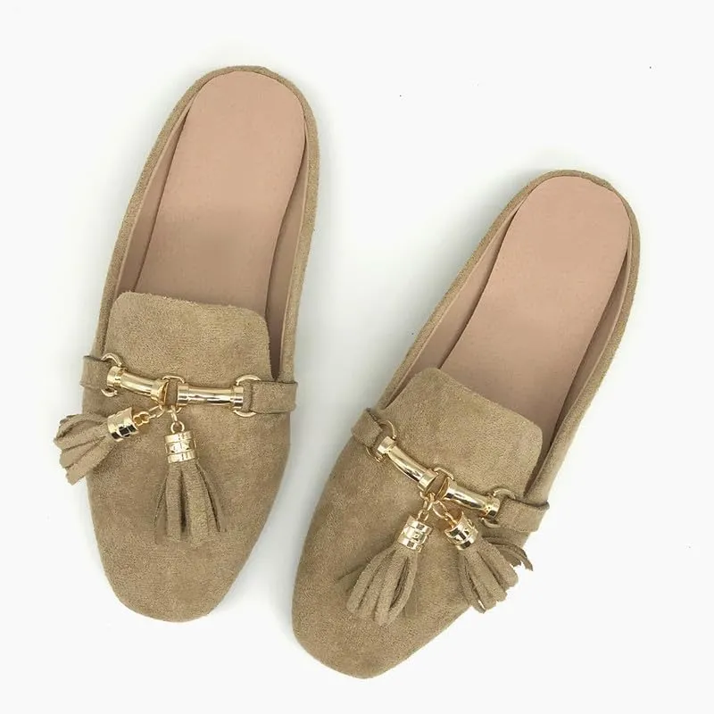 Starella Mules for Women Flats Slip On Loafers Open Back Shoes Buckle Mules