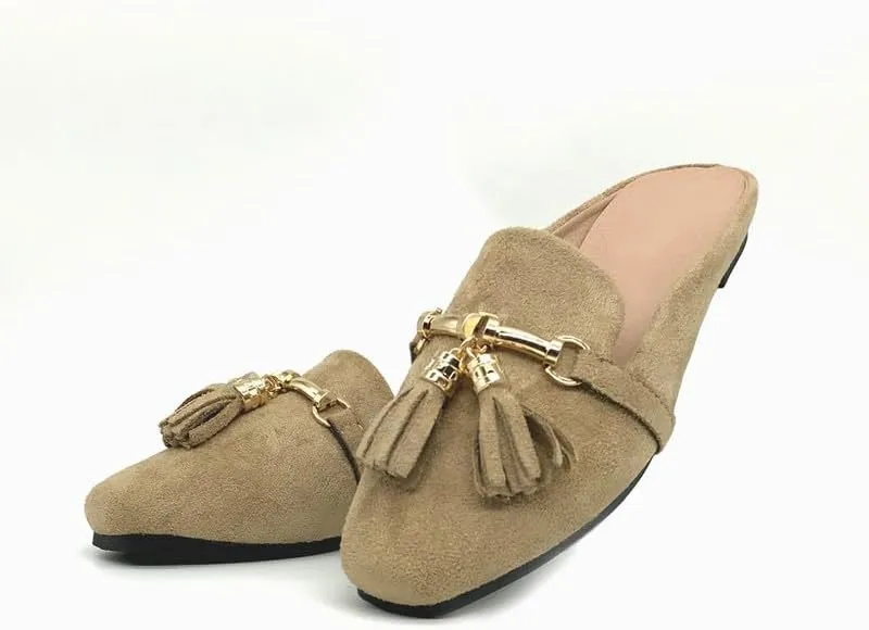 Starella Mules for Women Flats Slip On Loafers Open Back Shoes Buckle Mules