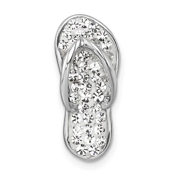 Sterling Silver Crystal Flip-Flop Pendant