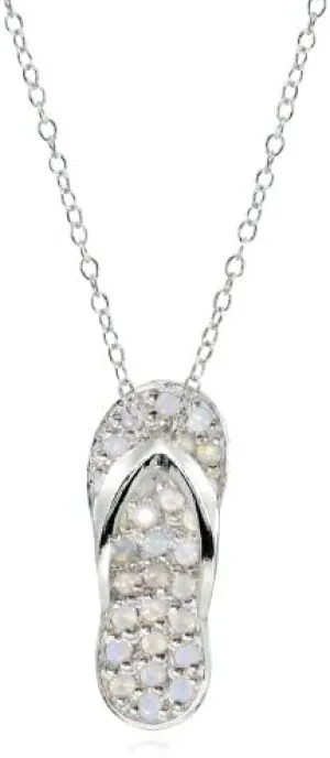 Sterling Silver Simulated Opal Flip-Flop Beach Sandal Necklace