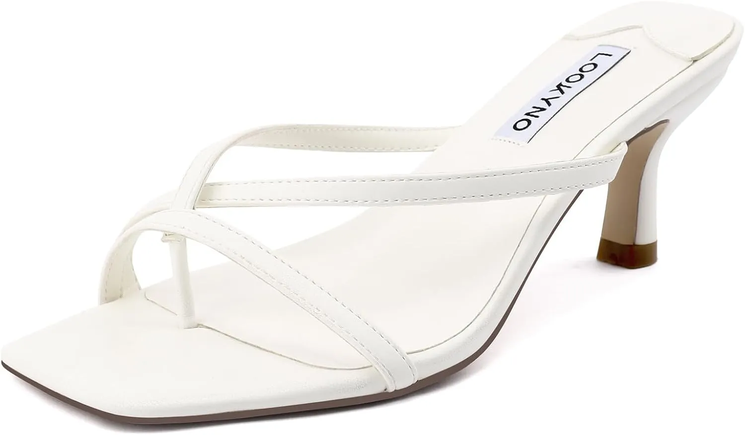Strappy Kitten Heels for Women Square Open Toe Heeled Thong Sandals Low Heel Sexy Trendy Flip Flop Party Casual