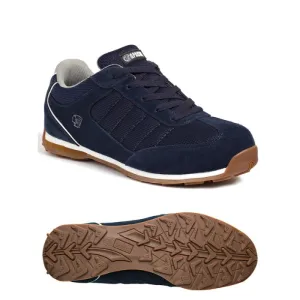 STRIKE NAVY Navy Suede Retro Safety Trainer