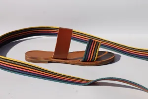 Stripes - Camel Sole - Two-Strap Sandals