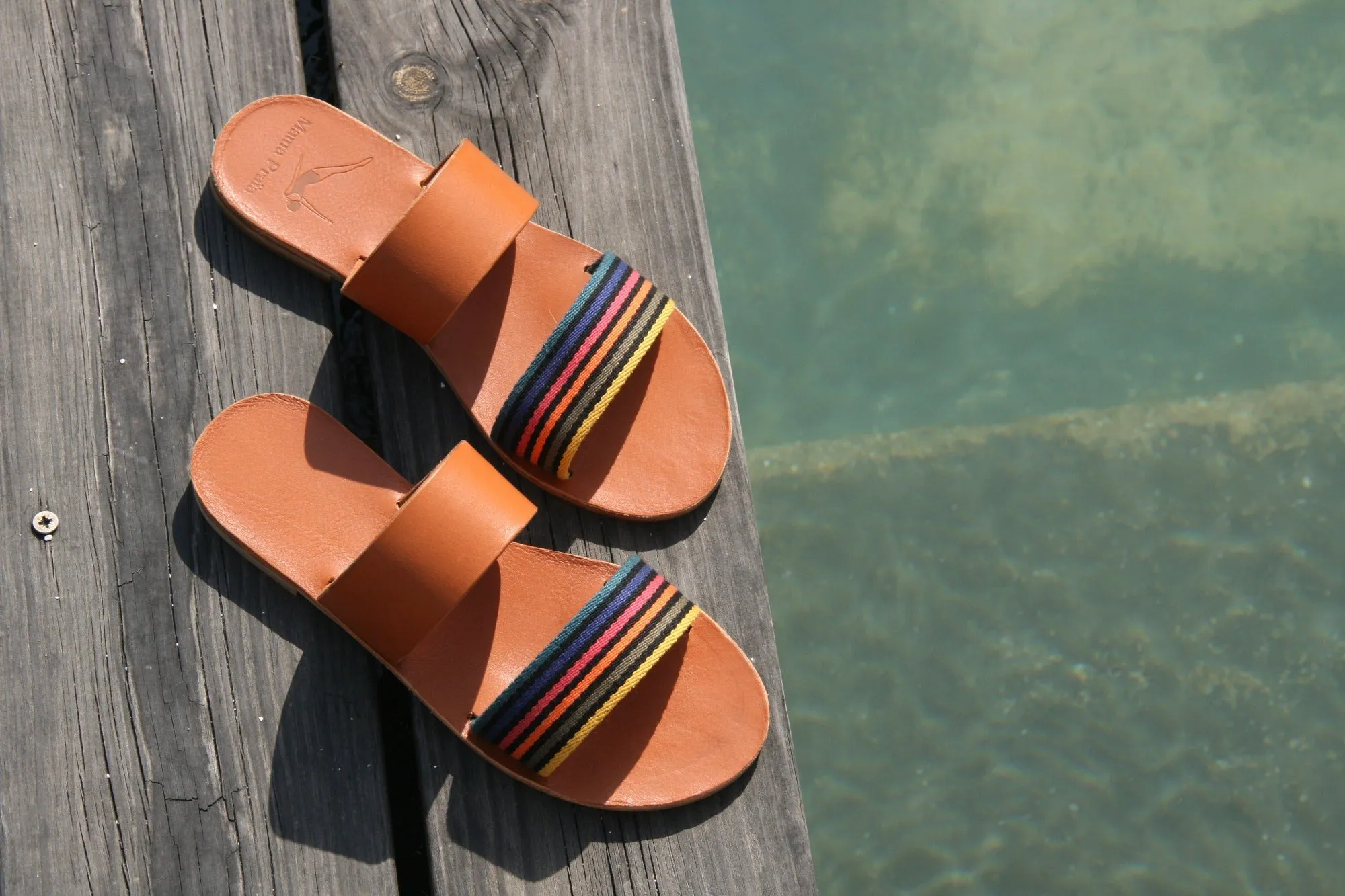Stripes - Camel Sole - Two-Strap Sandals