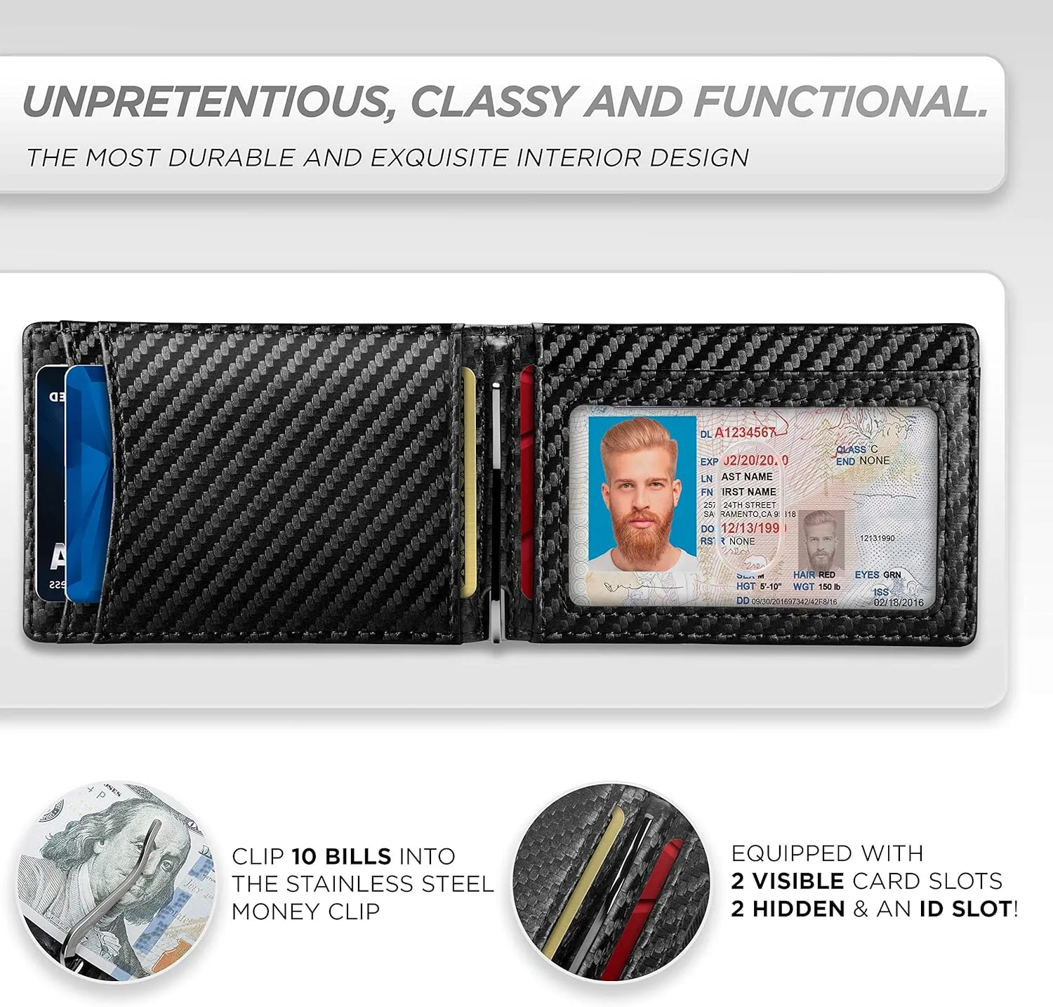 Suavell Slim Wallets for Men. RFID Money Clip Wallet, Slim Wallet, Thin Front Pocket Credit Card Wallet, Minimalist Bifold