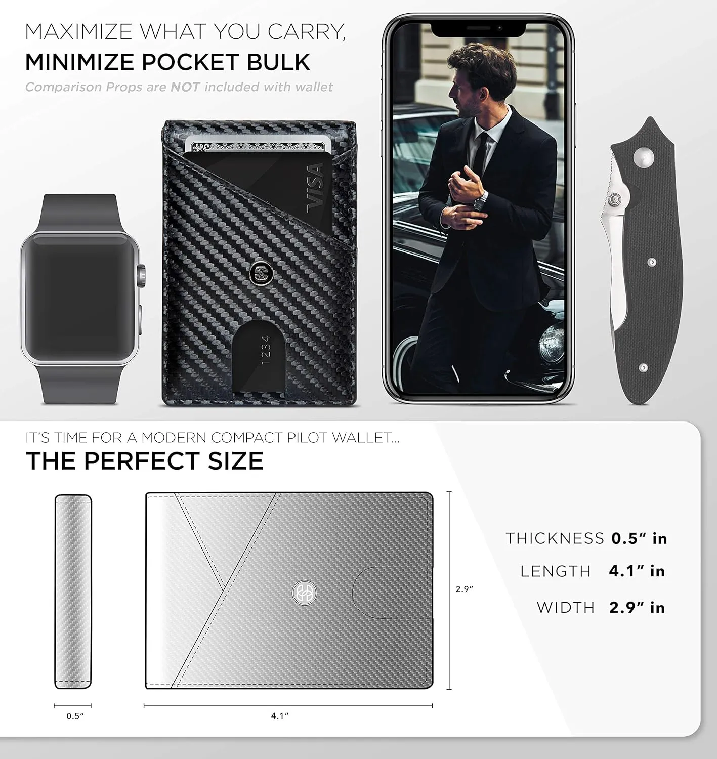 Suavell Slim Wallets for Men. RFID Money Clip Wallet, Slim Wallet, Thin Front Pocket Credit Card Wallet, Minimalist Bifold