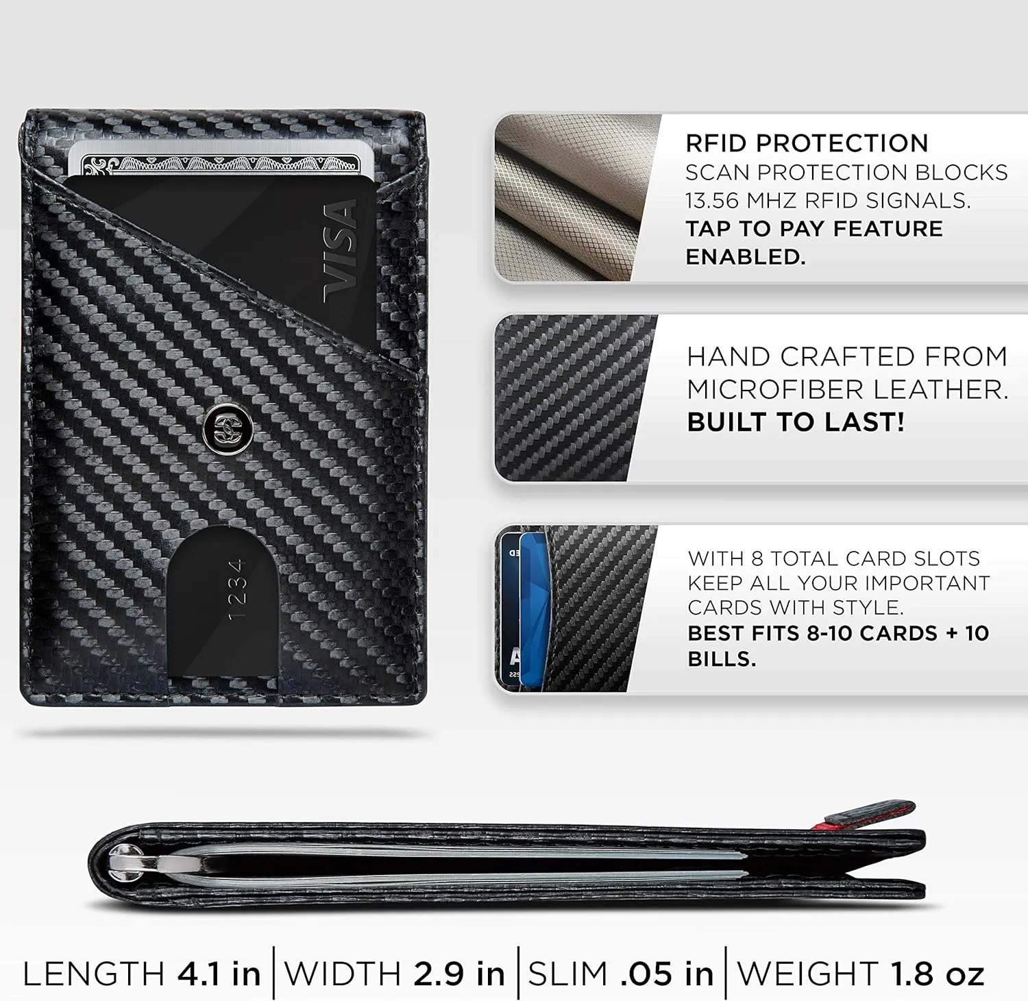 Suavell Slim Wallets for Men. RFID Money Clip Wallet, Slim Wallet, Thin Front Pocket Credit Card Wallet, Minimalist Bifold