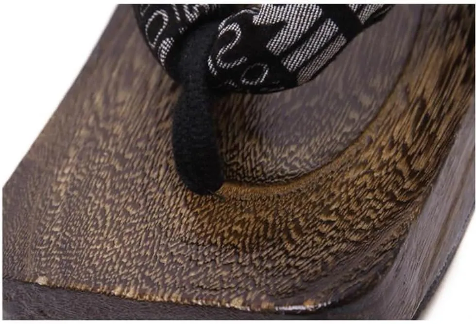 Summer Men's Japanese clogs Slippers,casual and Fashionable dDaily Flip flops,Beach Shoes for Home and Outdoor Wear,Flip flops Wooden Traditional Kimono Geta Sandals
