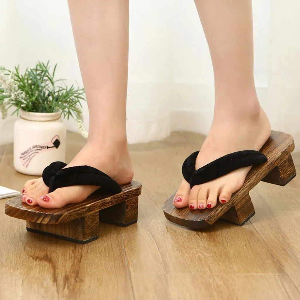Summer Men's Japanese clogs Slippers,casual and Fashionable dDaily Flip flops,Beach Shoes for Home and Outdoor Wear,Flip flops Wooden Traditional Kimono Geta Sandals