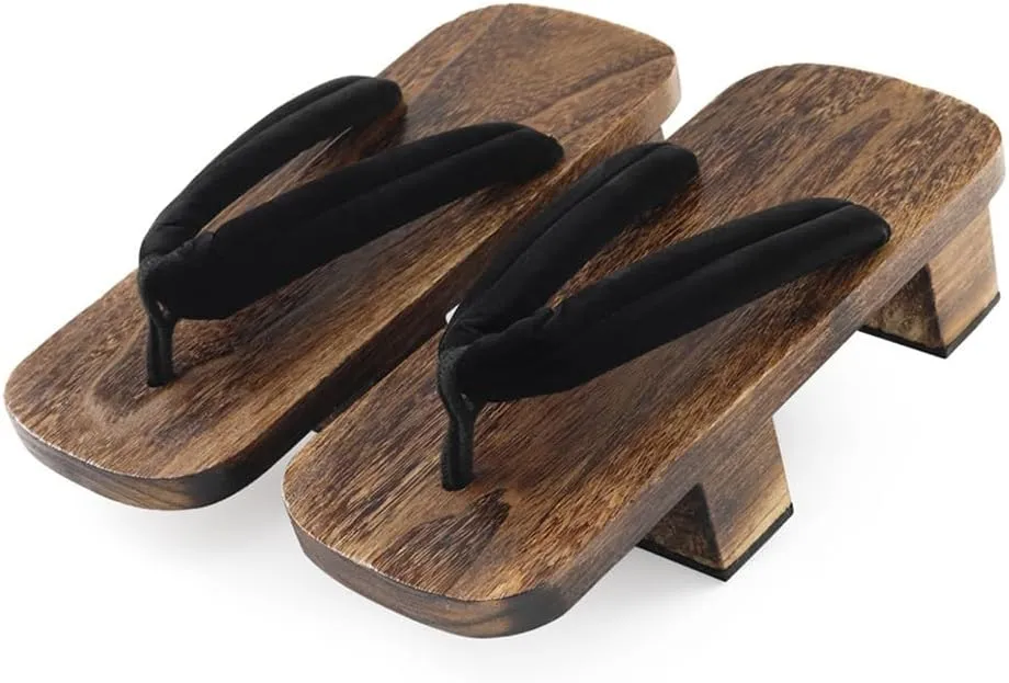 Summer Men's Japanese clogs Slippers,casual and Fashionable dDaily Flip flops,Beach Shoes for Home and Outdoor Wear,Flip flops Wooden Traditional Kimono Geta Sandals
