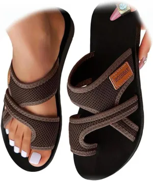 Summer Sandals for Women 2025 Fashion Comfortable Wide Spring Beach Shoes Hollow Mesh Flat Slide Sandals Flip Flops
