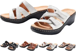 Summer Sandals for Women 2025 Orthopedic Open Toe Sandals Adjustable Strap Slip On Slippers Leather Platform Shoes