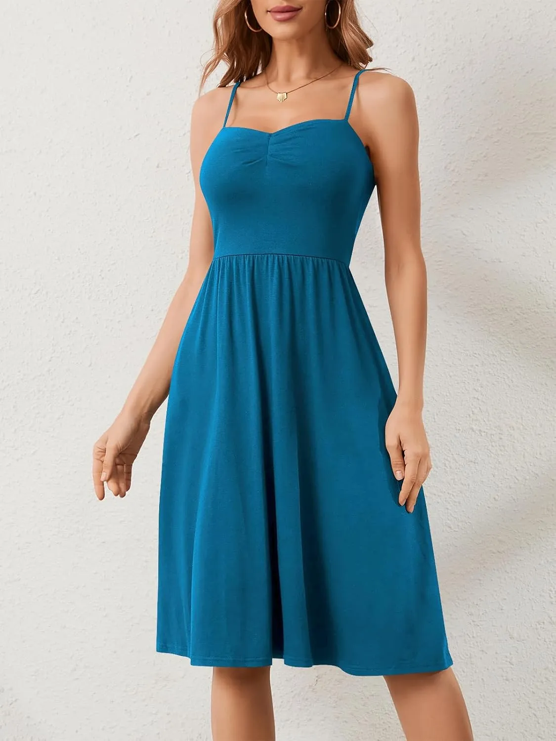 Sundresses for Women 2025 with Pockets Sleeveless Spaghetti Strap Aline Summer Dresses