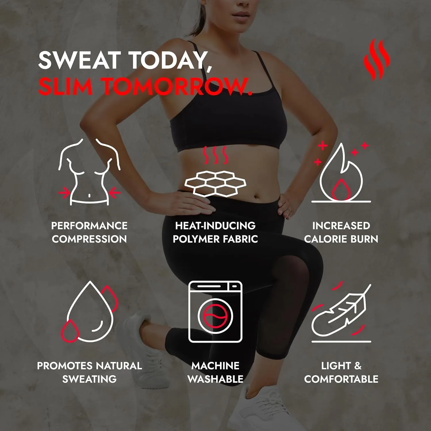 Sweat Shaper Trainer Tights - Slimming Compression Trainer Yoga Leggings for Women, Body Shaping, Waist, Thigh & Glutes