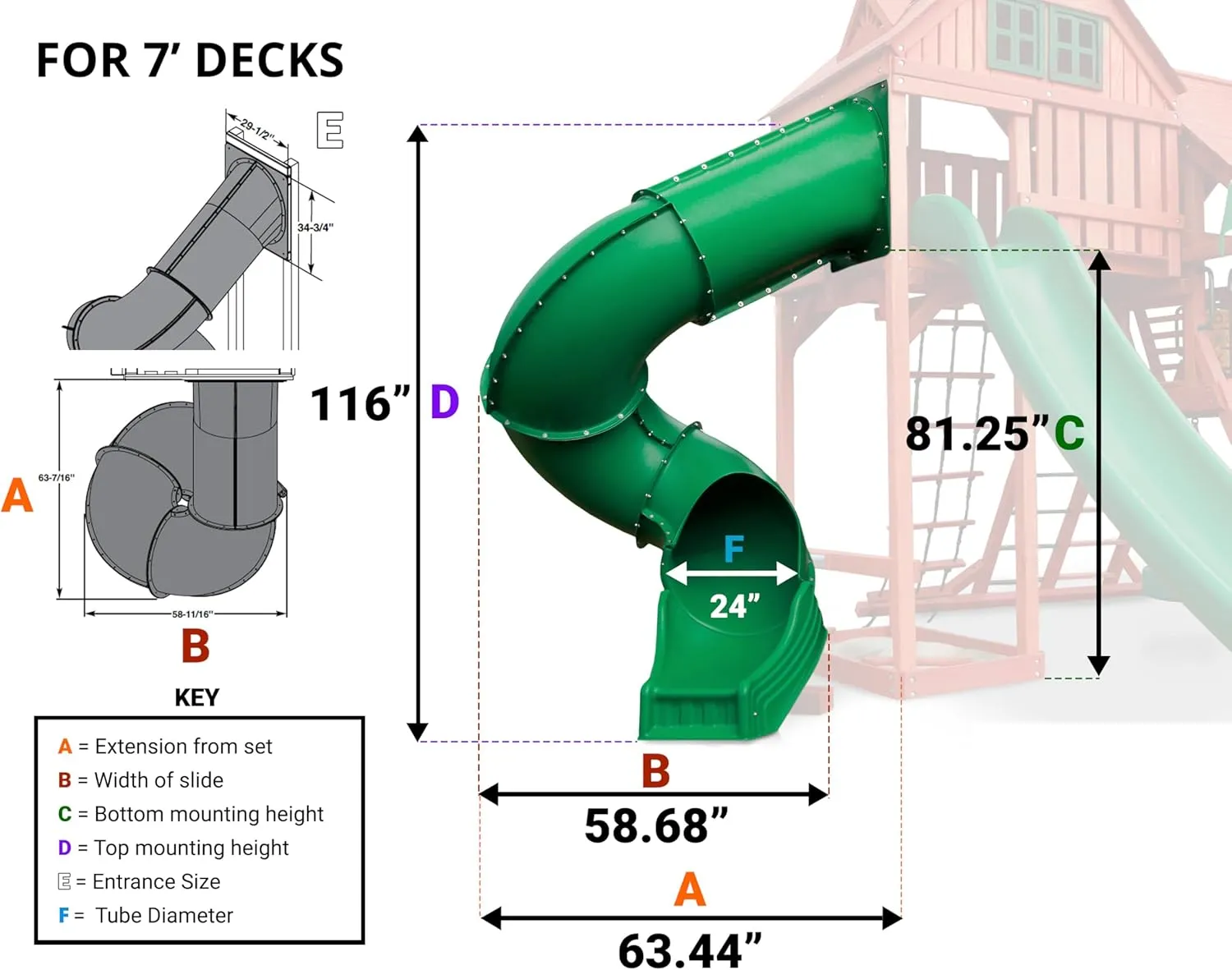 Swing-N-Slide 7 ft.Turbo Tube Slide , Green