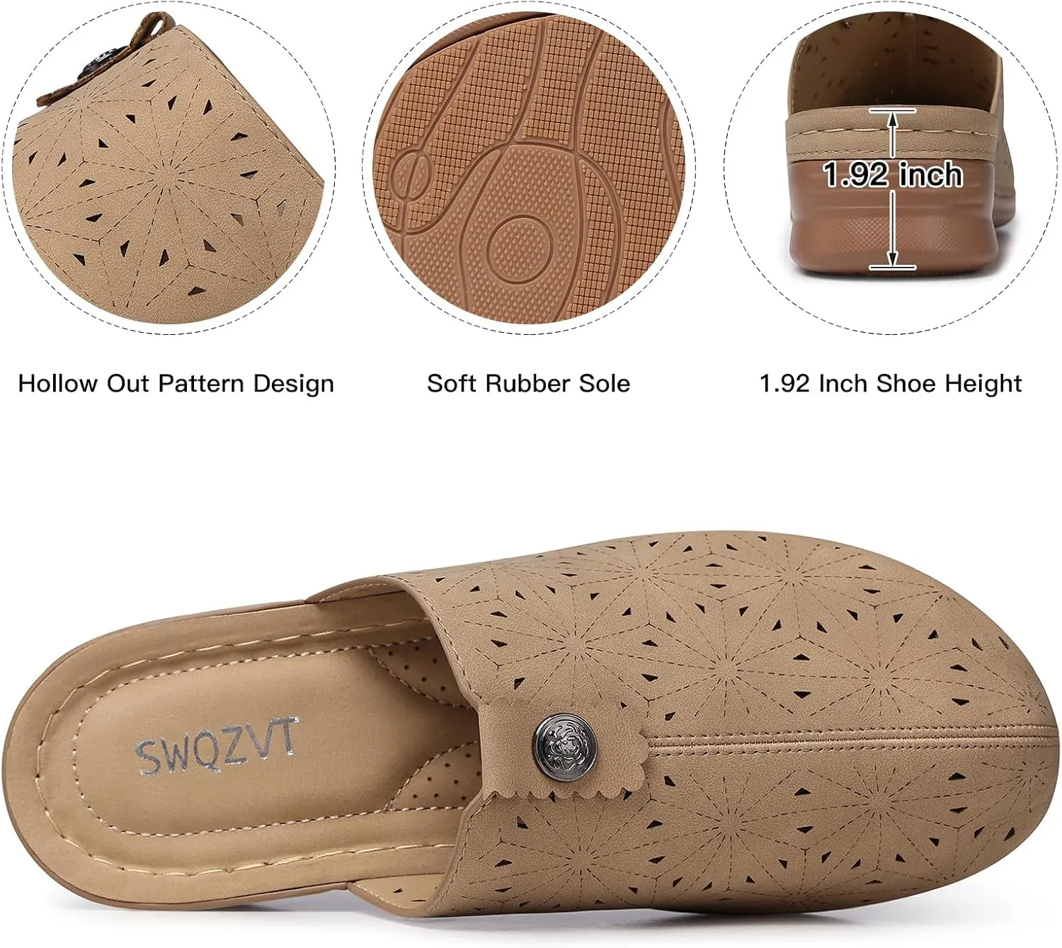 SWQZVT Clogs for Women Mules Slip-On: Closed Toe Clog - Comfortable Dressy Mule
