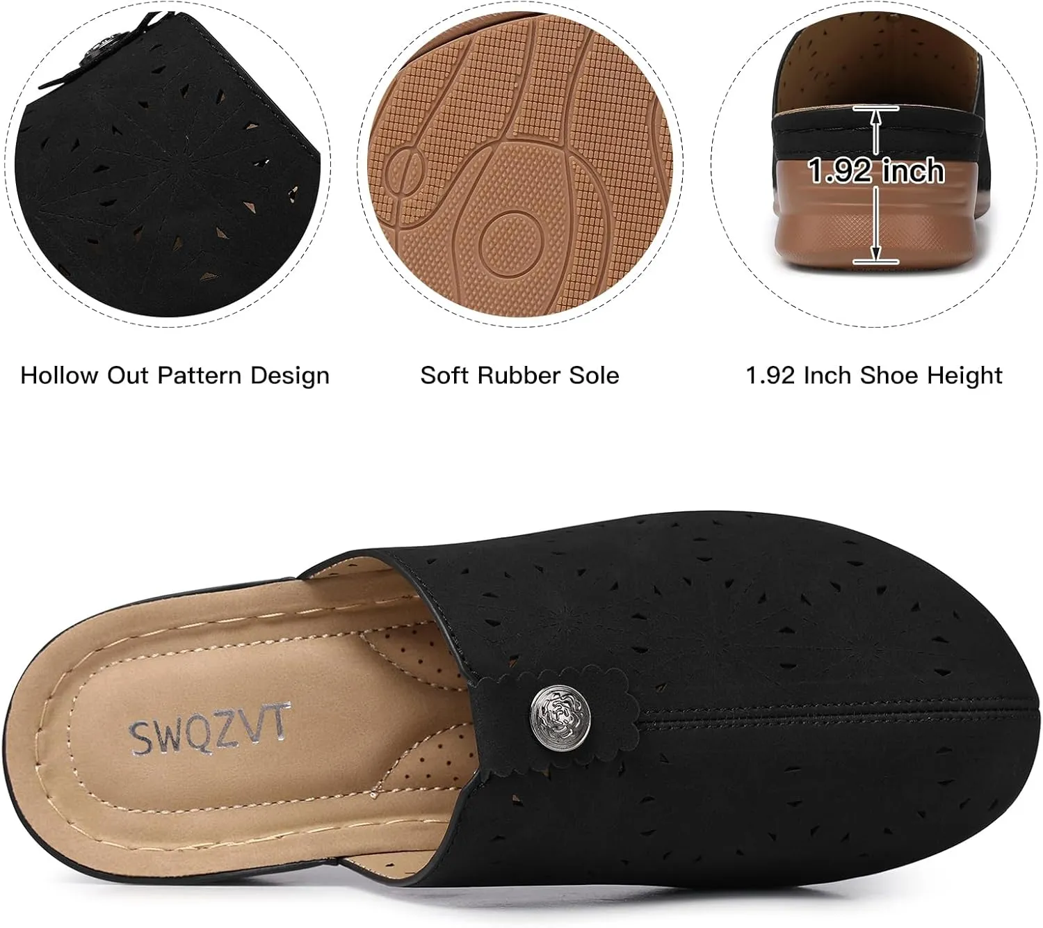 SWQZVT Clogs for Women Mules Slip-On: Closed Toe Clog - Comfortable Dressy Mule
