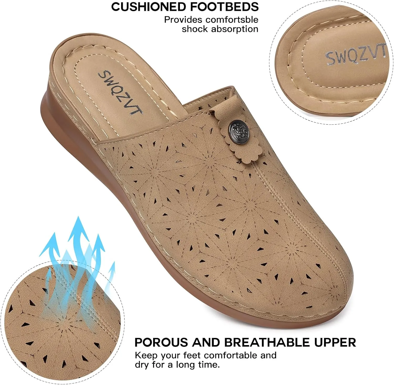 SWQZVT Clogs for Women Mules Slip-On: Closed Toe Clog - Comfortable Dressy Mule