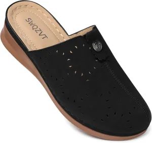 SWQZVT Clogs for Women Mules Slip-On: Closed Toe Clog - Comfortable Dressy Mule