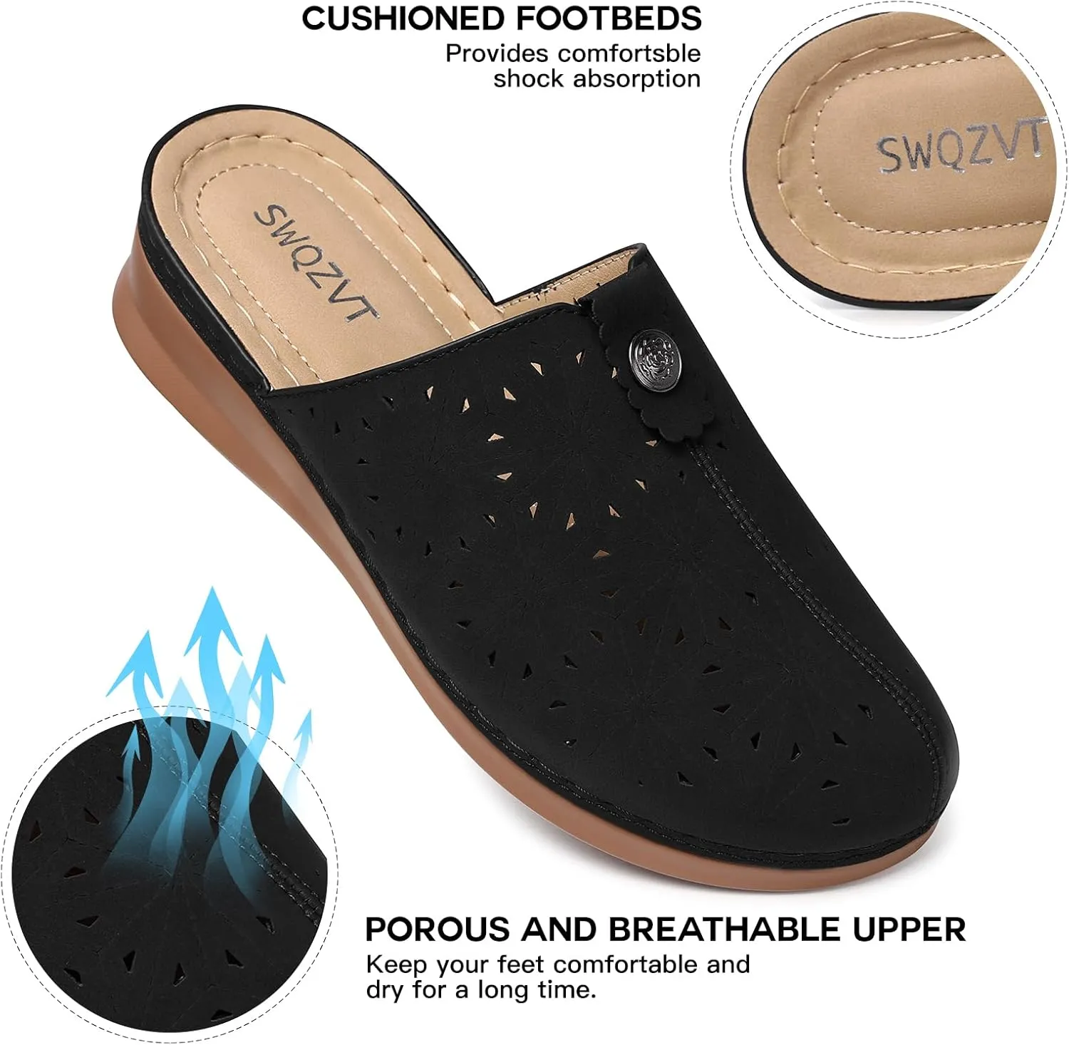 SWQZVT Clogs for Women Mules Slip-On: Closed Toe Clog - Comfortable Dressy Mule