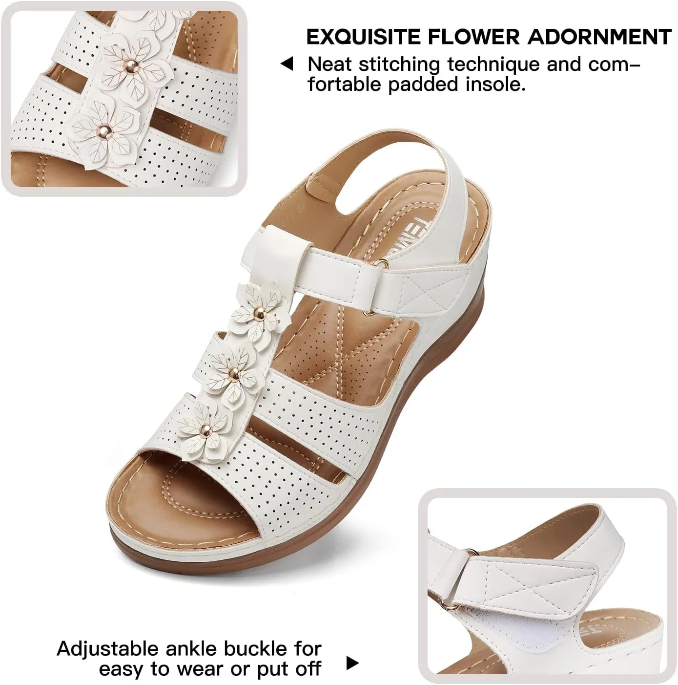 TEMOFON Womens Sandals Wedge Platform: Summer Ankle Strap Open Toe Wedge - Dressy Sandals Women - Comfortable Walking Low Sandal