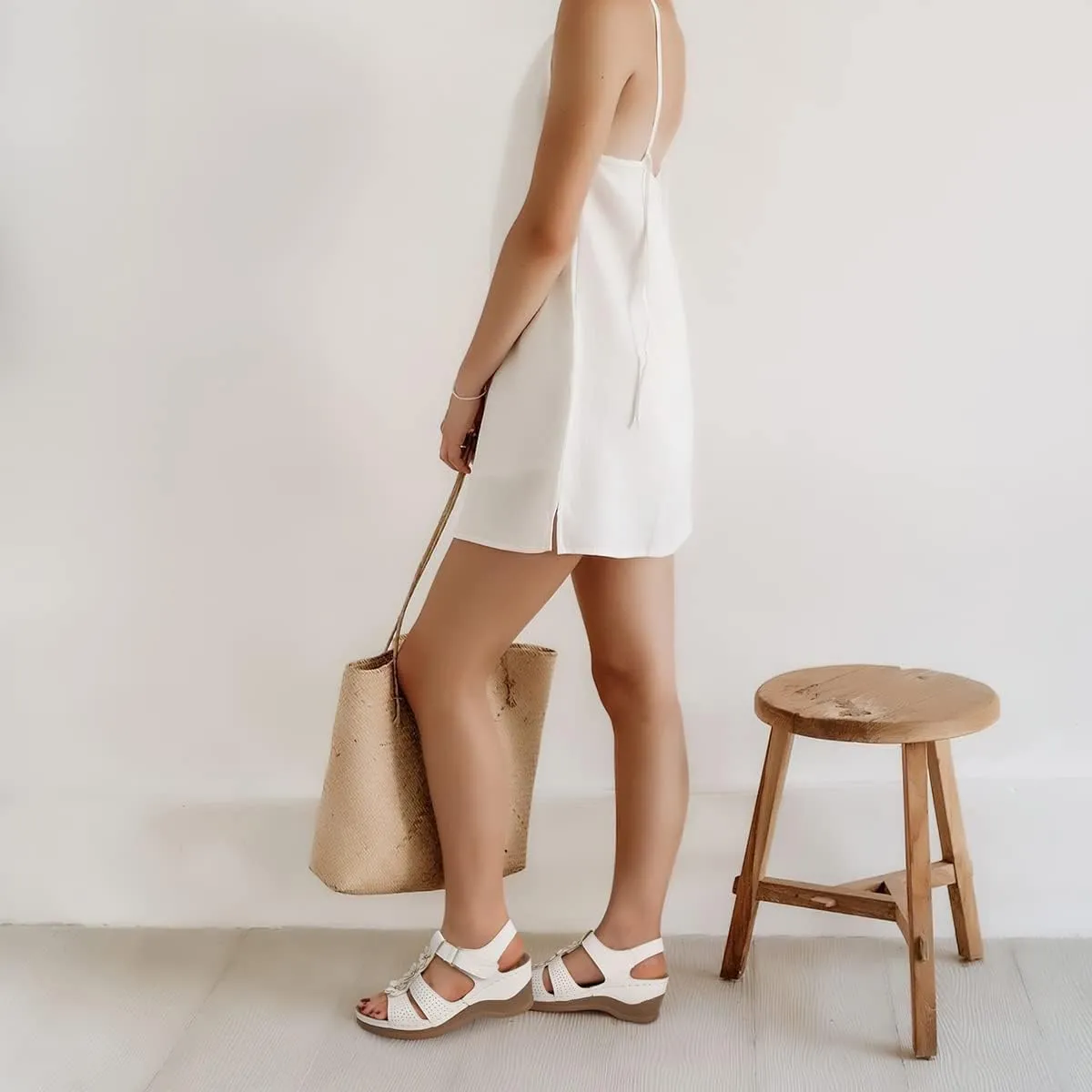 TEMOFON Womens Sandals Wedge Platform: Summer Ankle Strap Open Toe Wedge - Dressy Sandals Women - Comfortable Walking Low Sandal